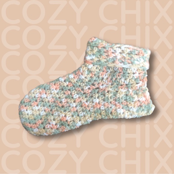 “Cozy Time” Handmade Crochet Ankle Slipper Socks - Picture 2 of 2